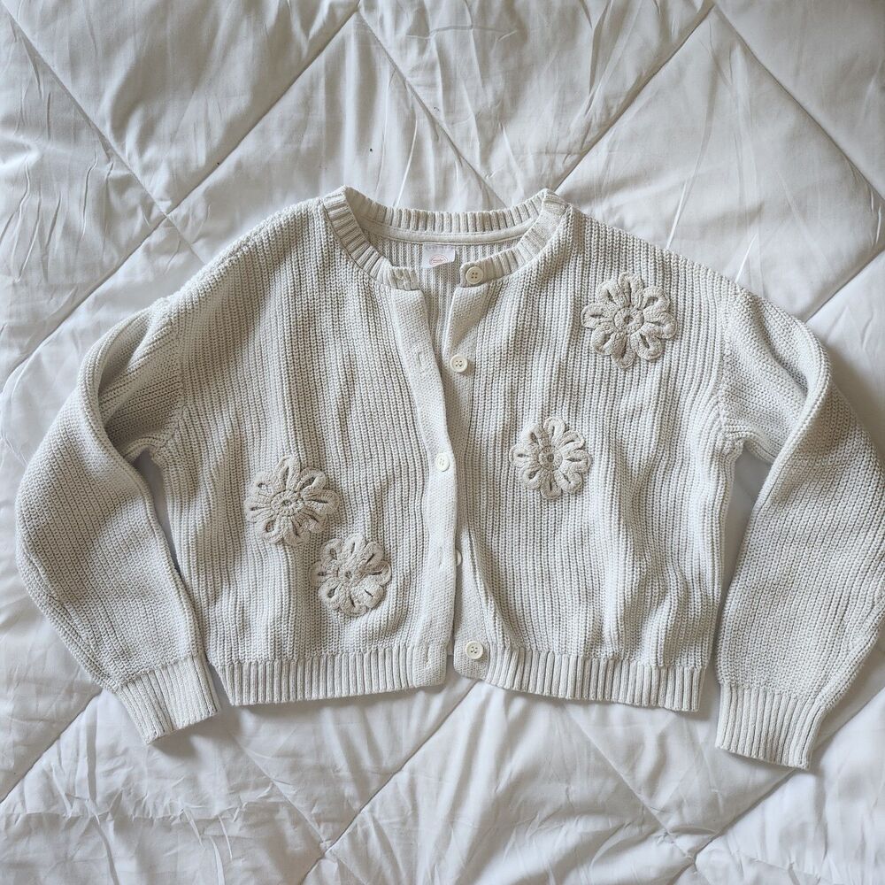 Wonder Nation Cream Floral Cardigan Sweater Girls XXXL / Women's XS